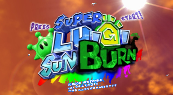 The Super Luigi SunBurn title screen