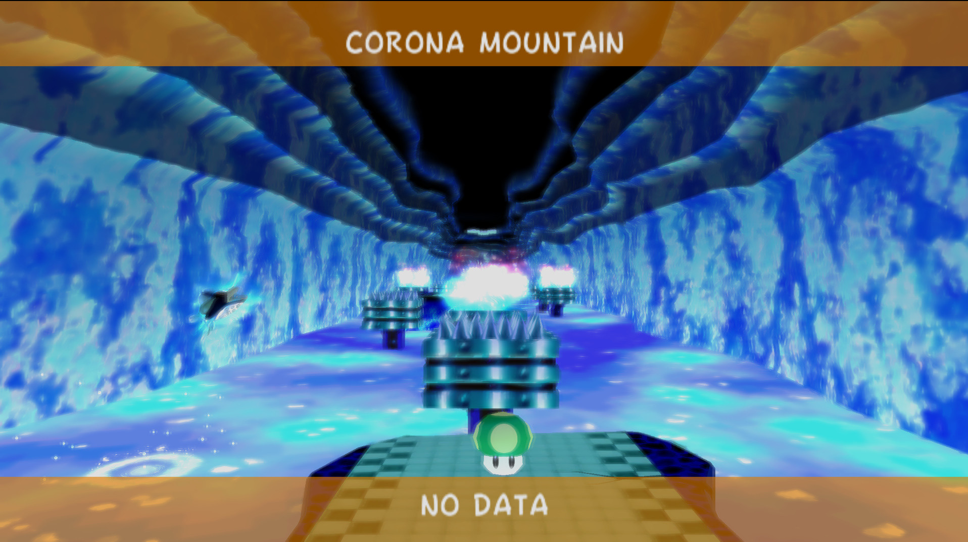 A blue glowing obstacle course inside Corona Mountain