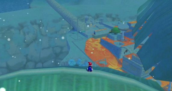 Mario overlooking a frozen Ricco Harbor