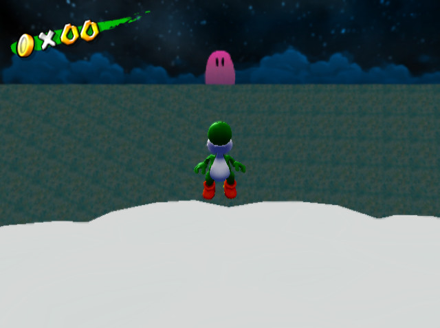 Yoshi exploring a dark dreamscape